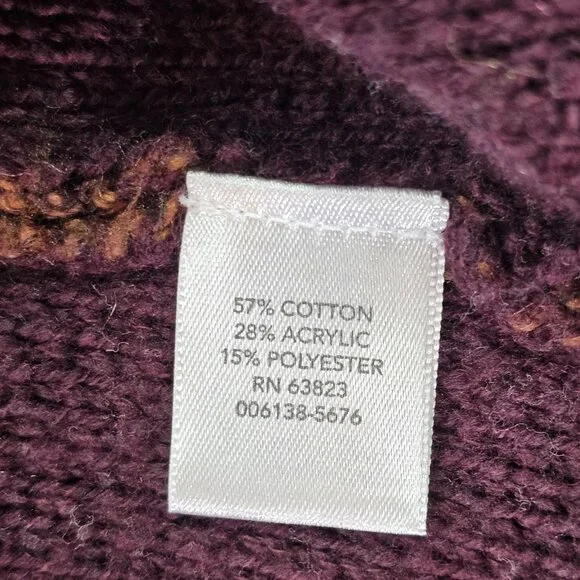 CJ Banks Long Open Front Cardigan Sweater Womens 2X Plaid Purple Tan Knit - Picture 6 of 14